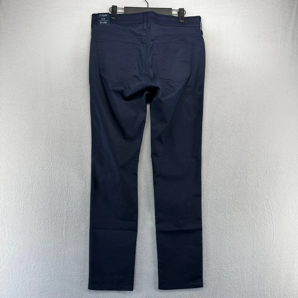J.Crew Tech Pant Mens 31x32 Navy Blue Slim Five-Pocket Performance Chino NEW